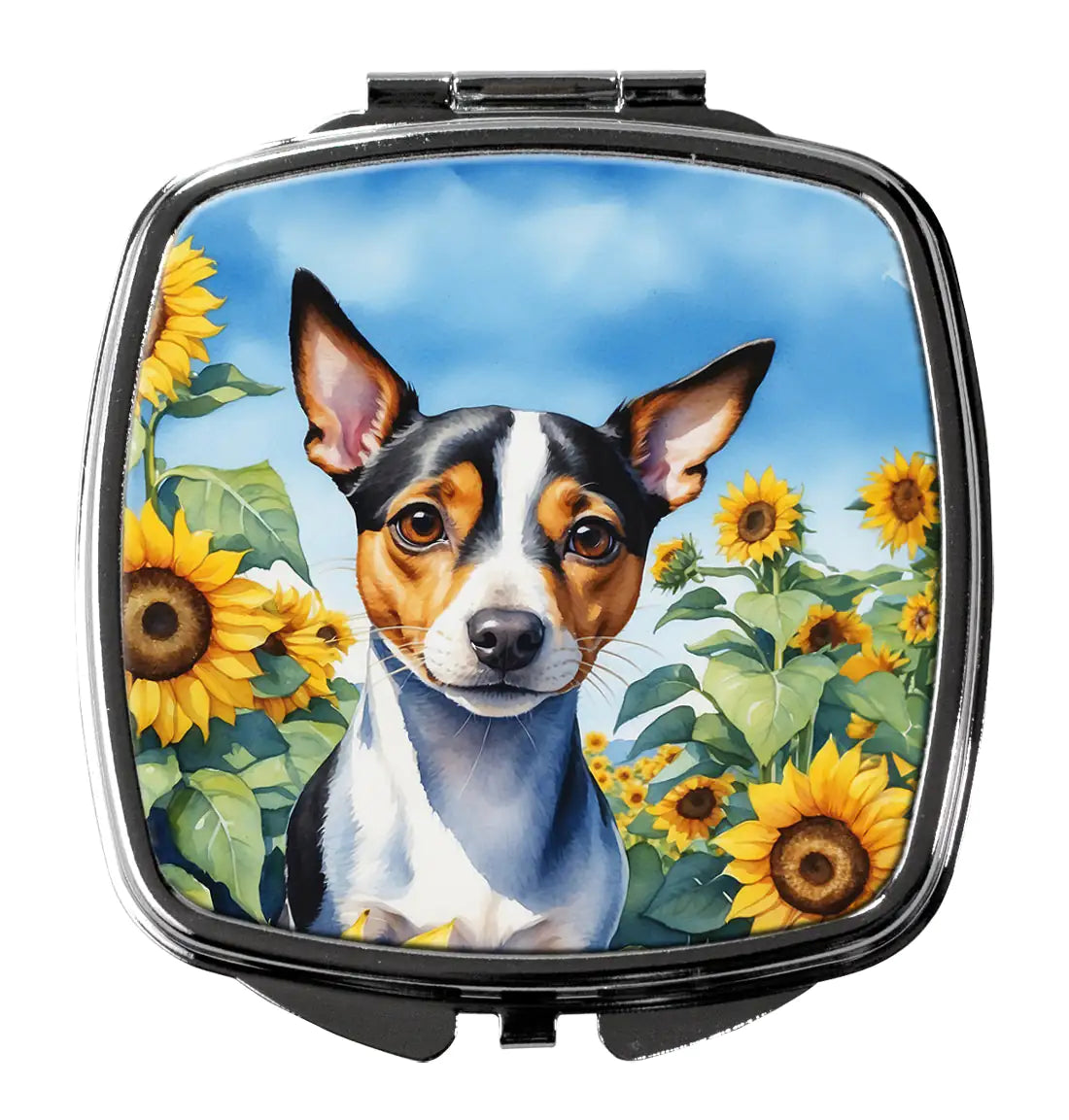 Rat Terrier in Sunflowers Compact Mirror