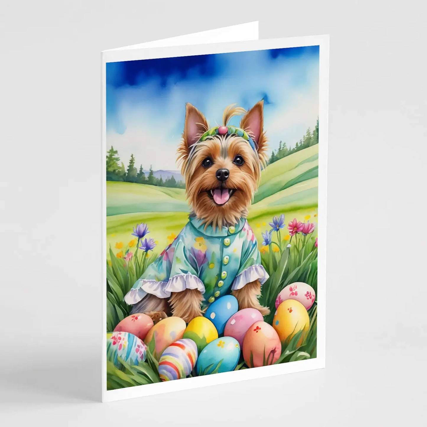Silky Terrier Easter Egg Hunt Greeting Cards Pack of 8
