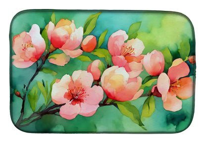 Delaware Peach Blossom in Watercolor Dish Drying Mat
