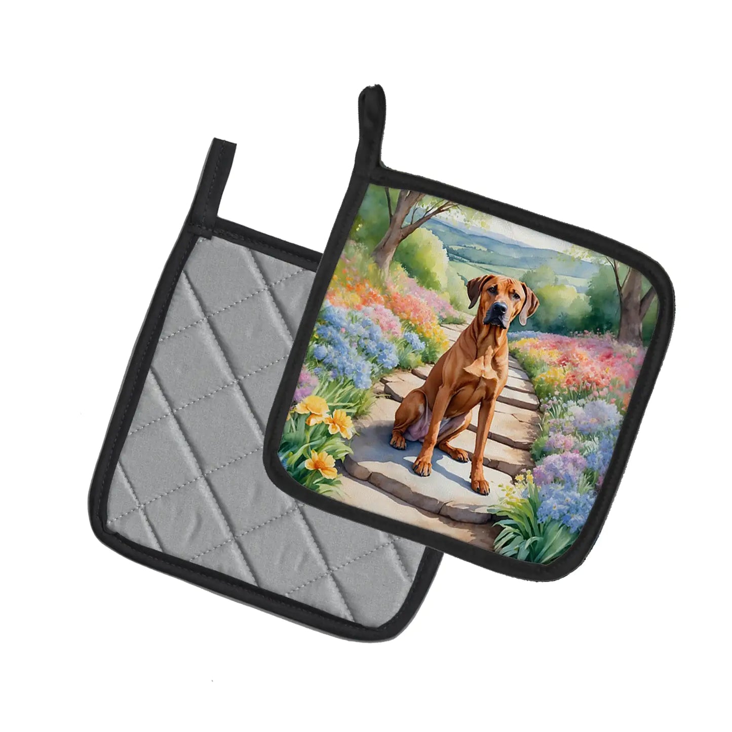 Rhodesian Ridgeback Spring Path Pair of Pot Holders
