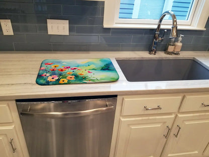 Anemones in Watercolor Dish Drying Mat