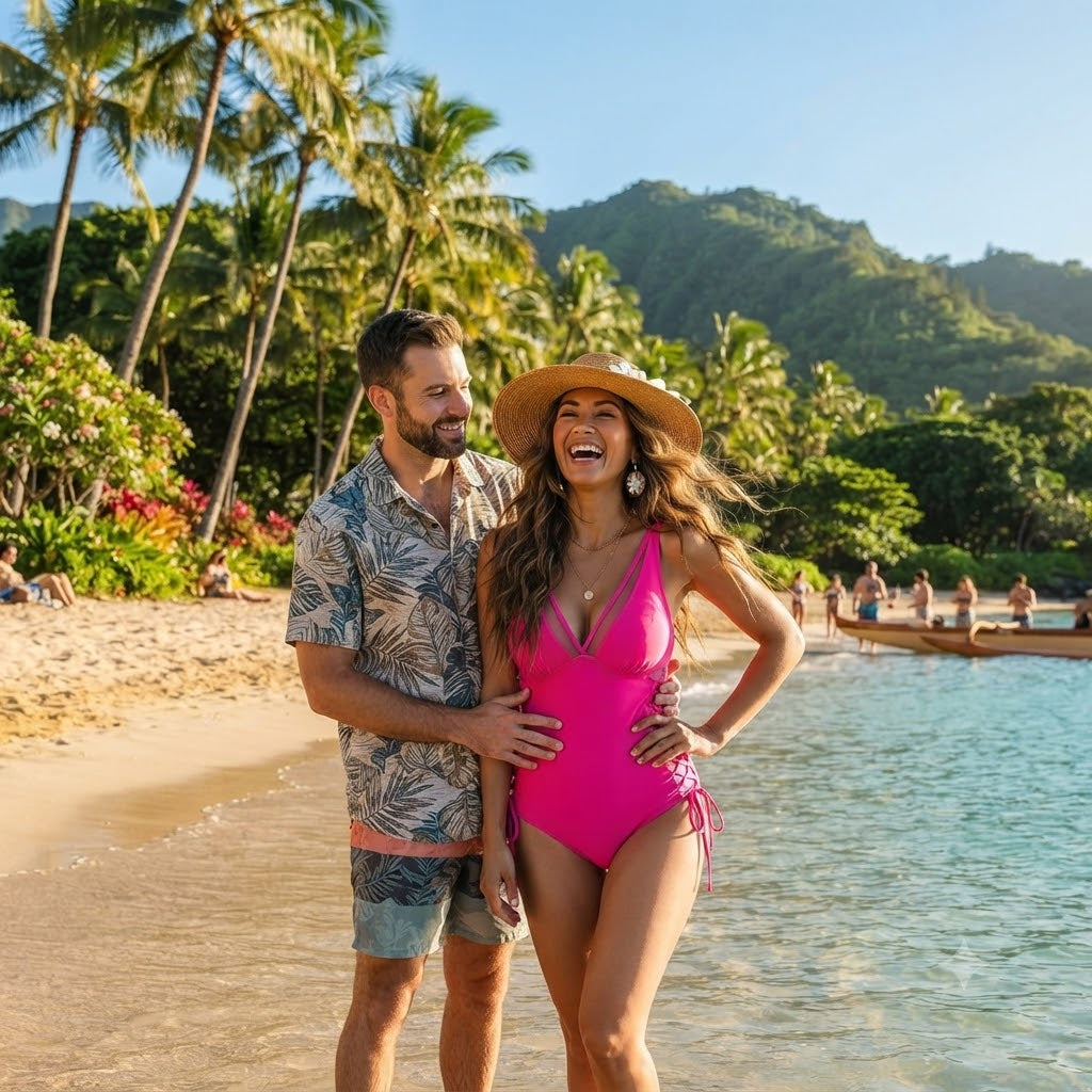 Pink V-neck one-piece swimsuit with side drawstring ties