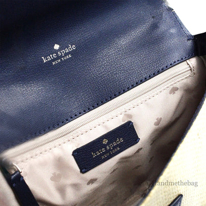 Kate Spade Robyn Straw Nightcap Leather Medium Saddle Bag