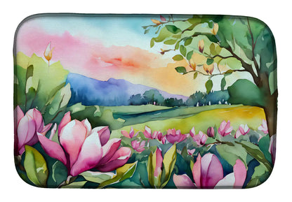 Louisiana Magnolias in Watercolor Dish Drying Mat