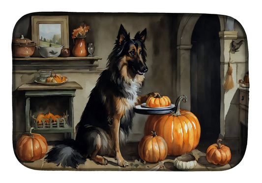 Belgian Tervuren Fall Kitchen Pumpkins Dish Drying Mat