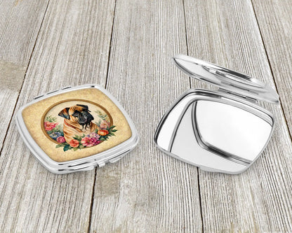 Bullmastiff and Flowers Compact Mirror