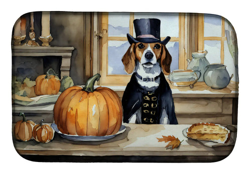 Beagle Fall Kitchen Pumpkins Dish Drying Mat