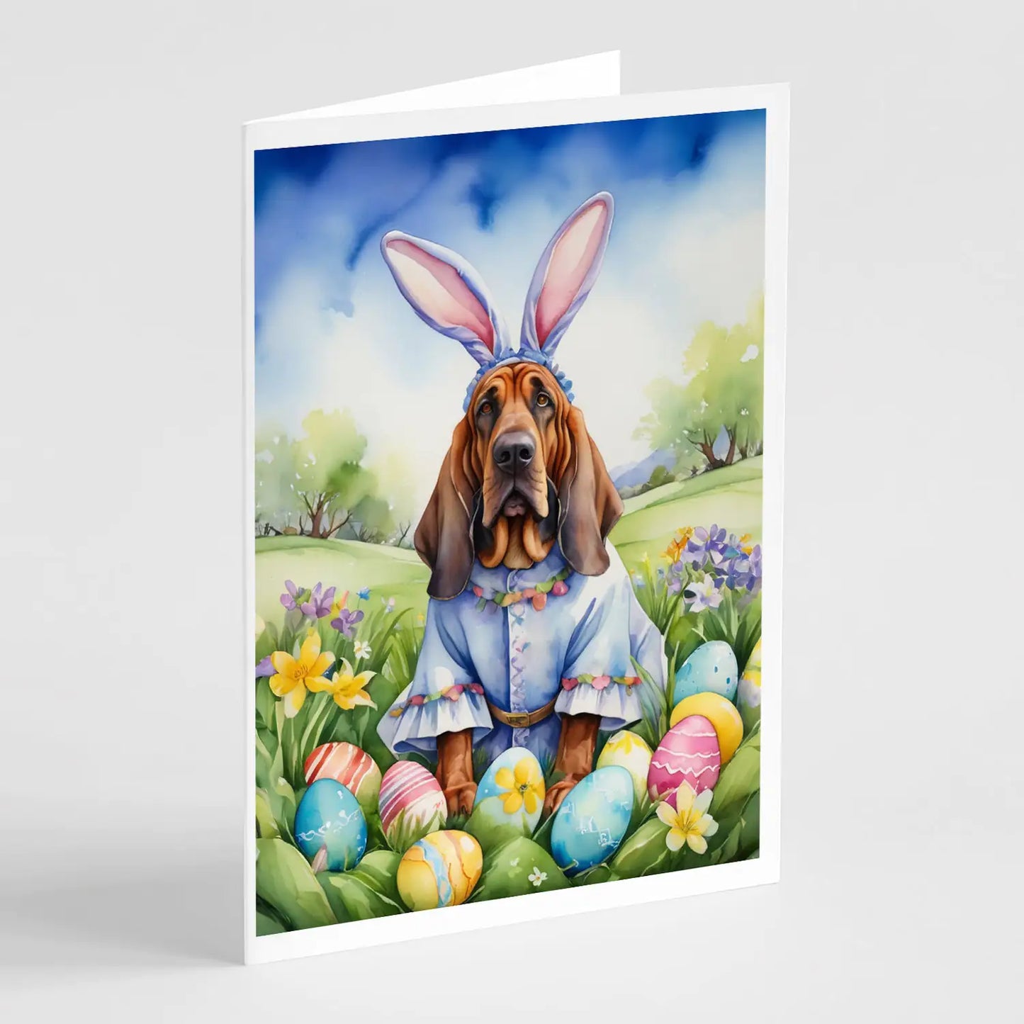 Bloodhound Easter Egg Hunt Greeting Cards Pack of 8