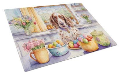 Decorating Easter English Setter Glass Cutting Board