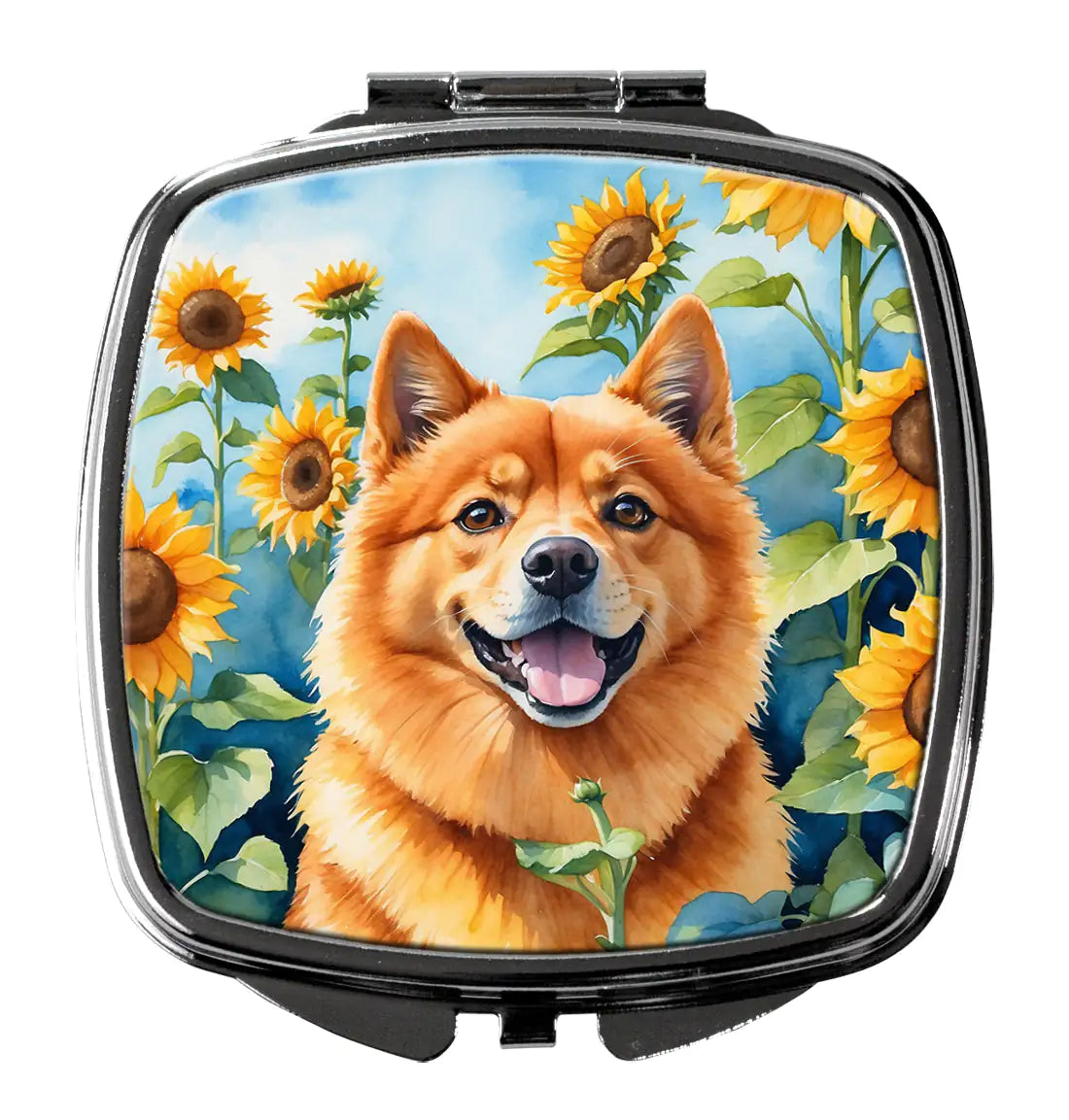 Finnish Spitz in Sunflowers Compact Mirror