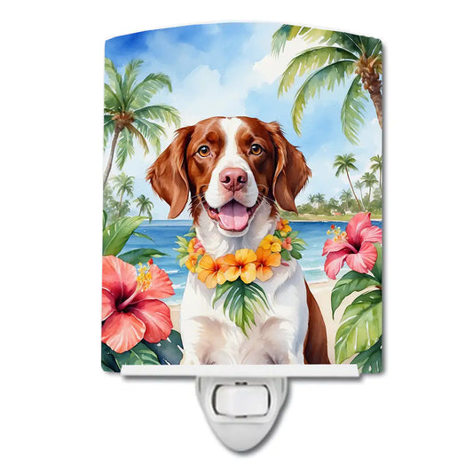 Brittany Spaniel Luau Ceramic Night Light