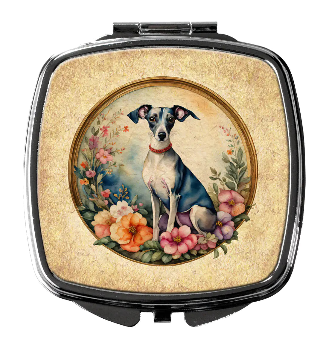 Italian Greyhound and Flowers Compact Mirror