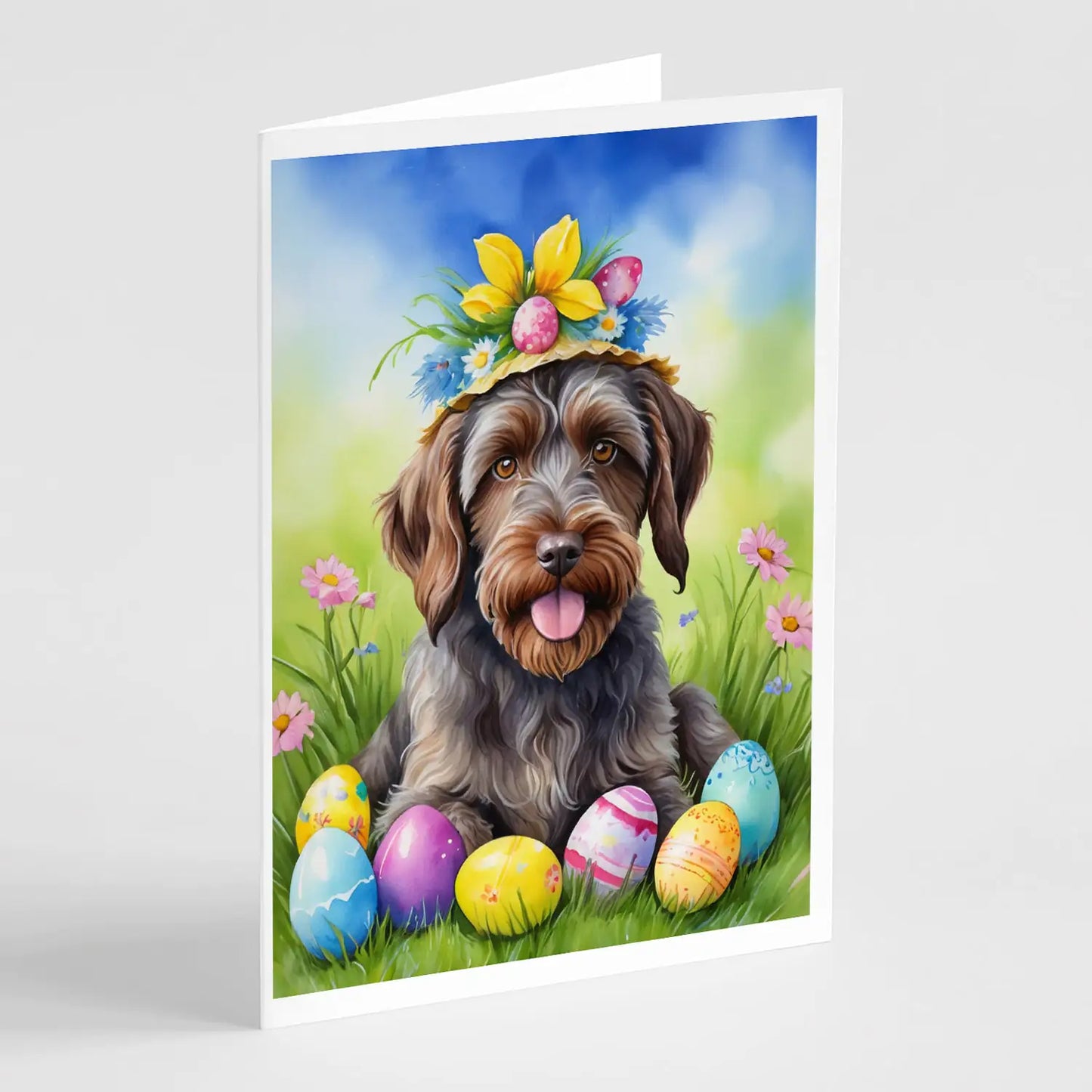 Wirehaired Pointing Griffon Easter Egg Hunt Greeting Cards Pack of 8