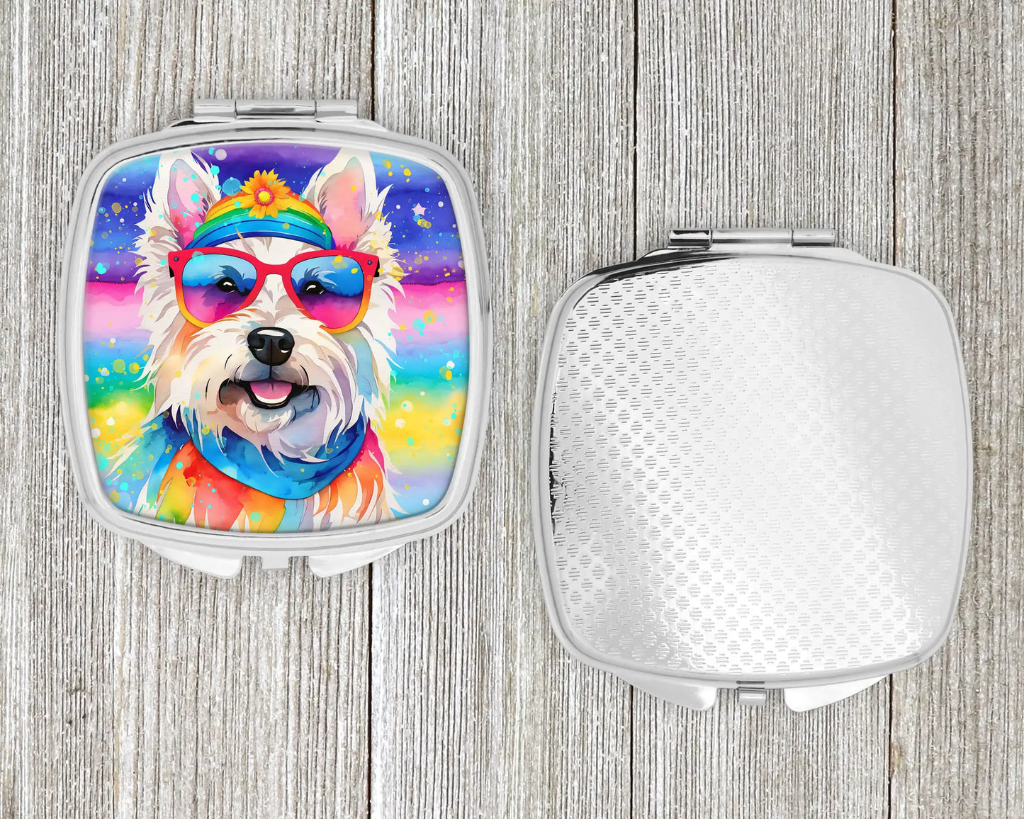 Westie Hippie Dawg Compact Mirror