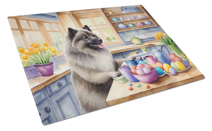 Decorating Easter Keeshond Glass Cutting Board