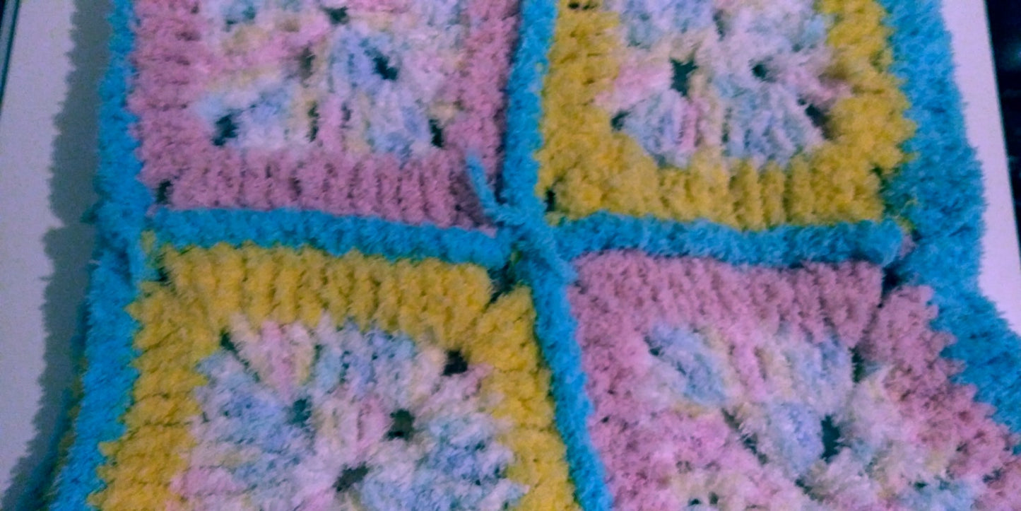 Granny Square Baby Blanket, hand crochet,  for boys and girls
