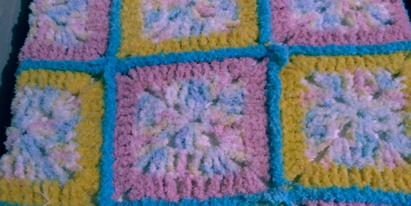 Granny Square Baby Blanket, hand crochet,  for boys and girls