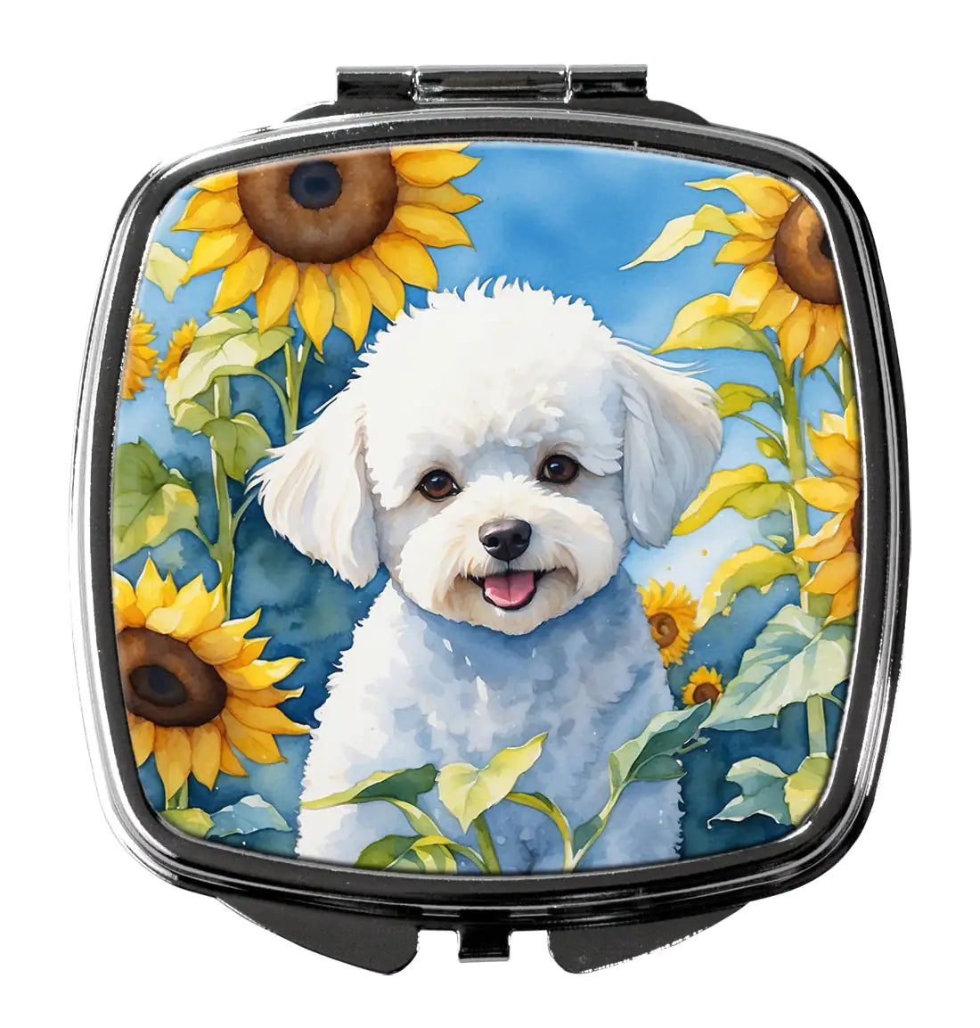 Bichon Frise in Sunflowers Compact Mirror