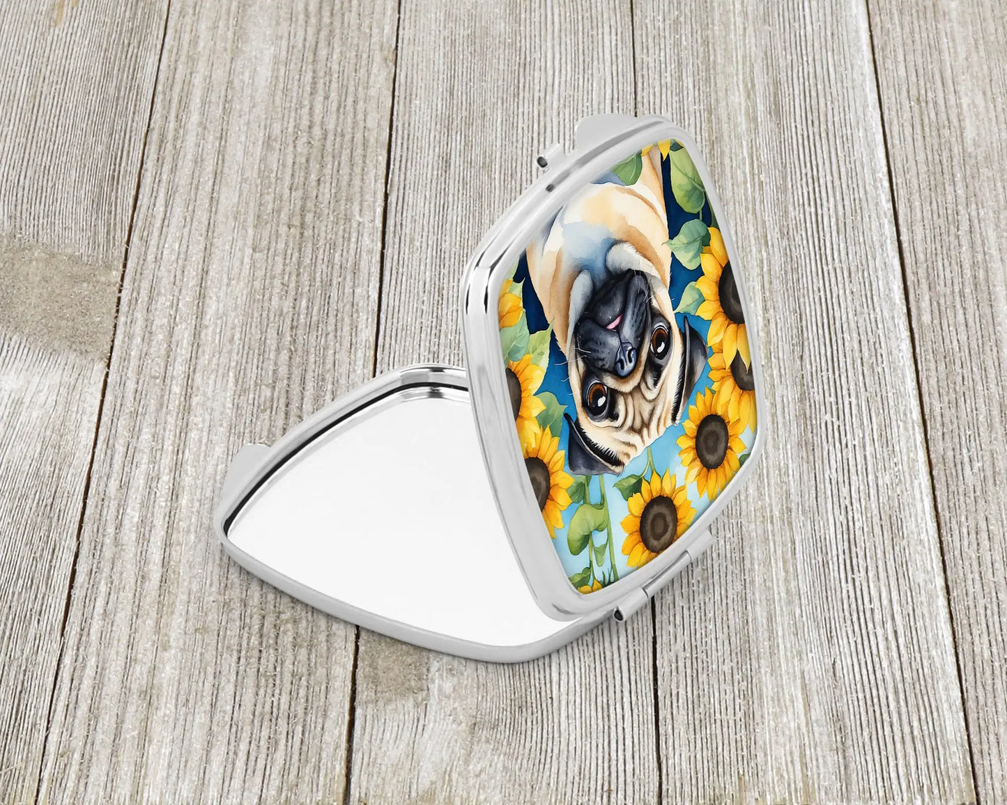 Pug in Sunflowers Compact Mirror