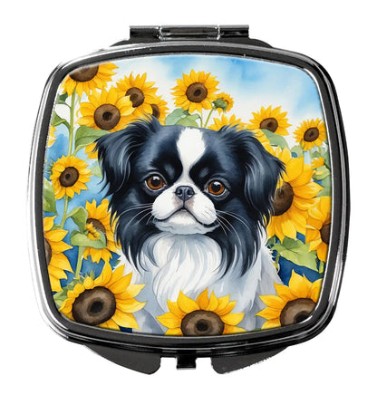 Japanese Chin in Sunflowers Compact Mirror