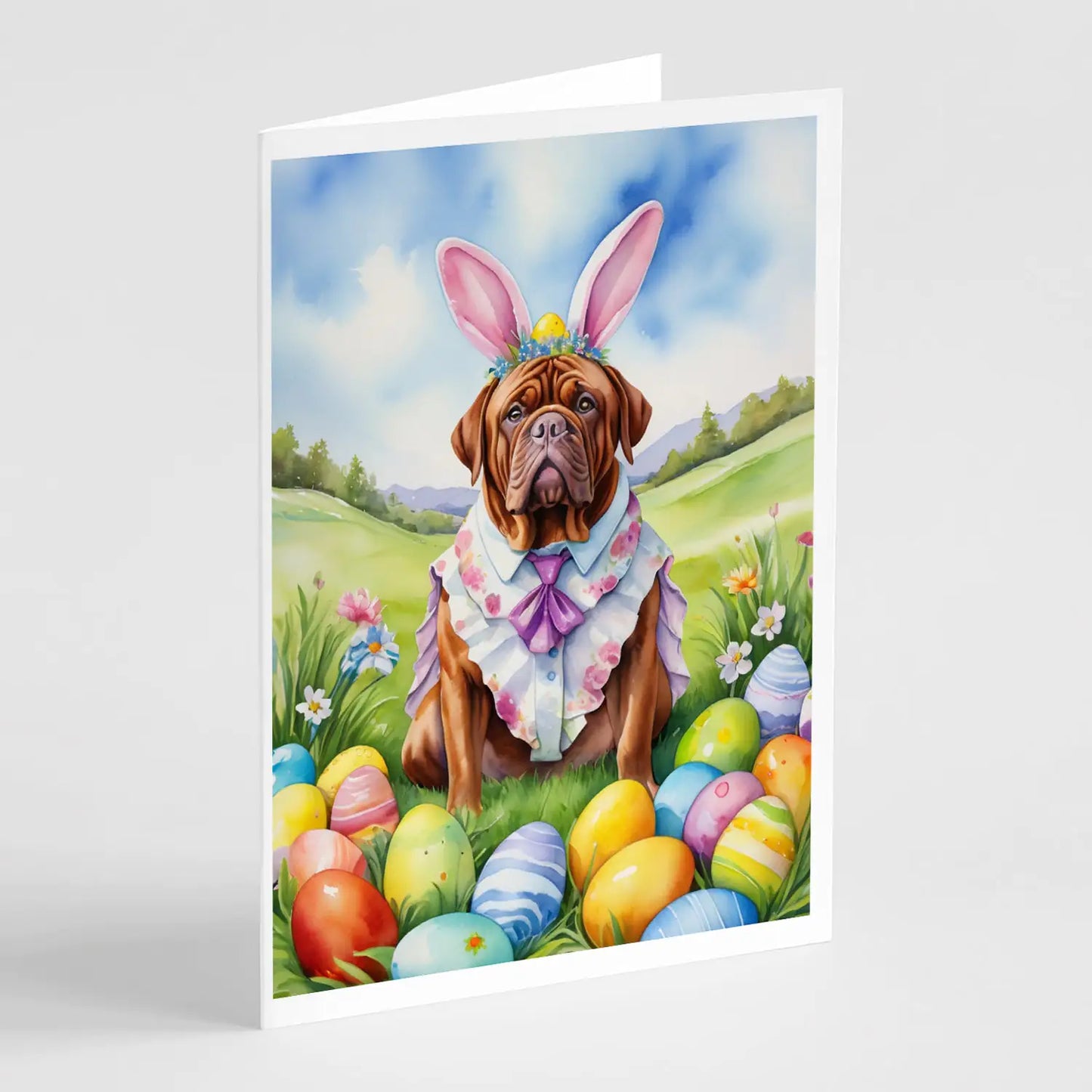 Dogue de Bordeaux Easter Egg Hunt Greeting Cards Pack of 8