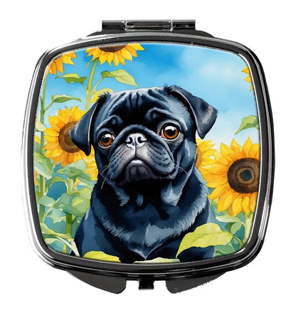 Pug in Sunflowers Compact Mirror