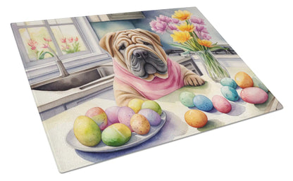 Decorating Easter Shar Pei Glass Cutting Board