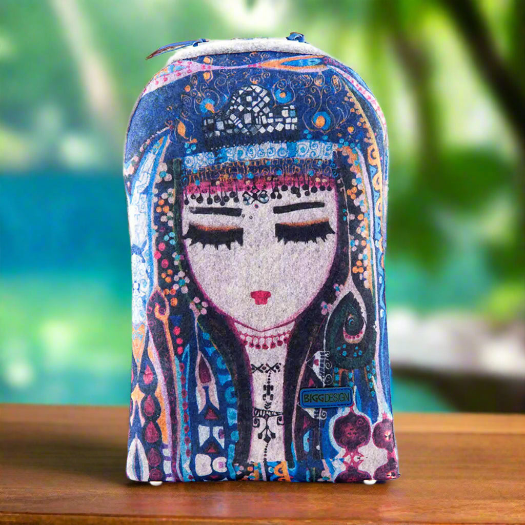 Biggdesign Blue Water Zippered Felt Backpack