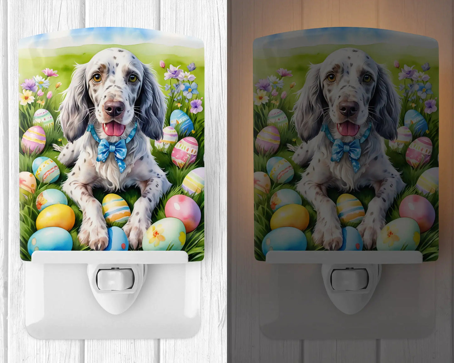 English Setter Easter Egg Hunt Ceramic Night Light