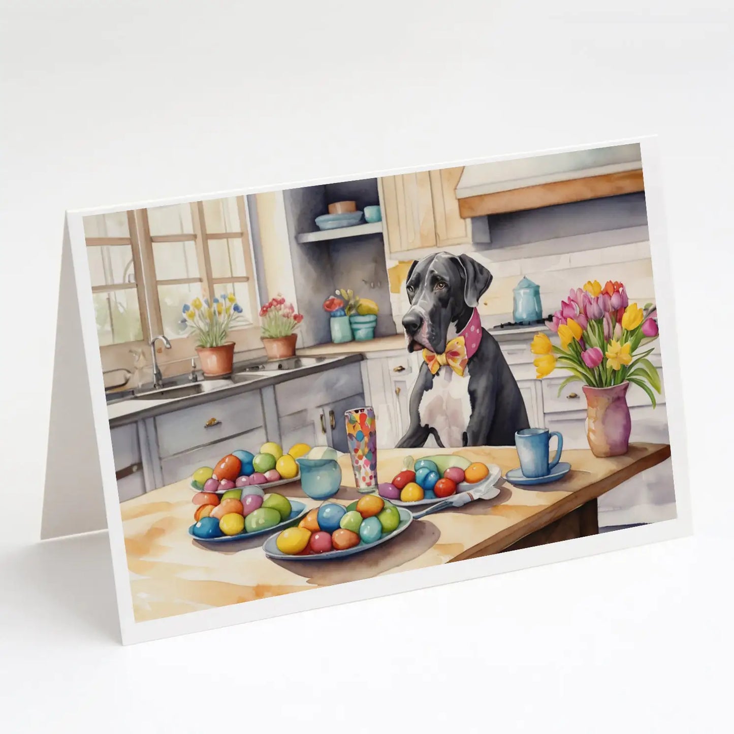 Decorating Easter Great Dane Greeting Cards Pack of 8