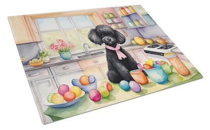 Decorating Easter Black Poodle Glass Cutting Board