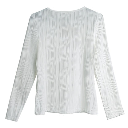 Ladies' Hollowed Out Heart-shaped Chain Decorative Texture Casual Top