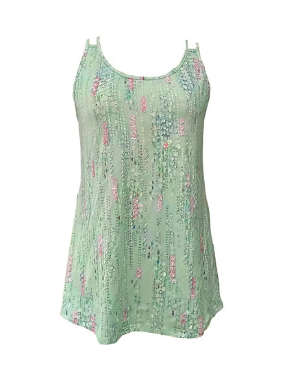 Casual Sleeveless Top Printed Double Shoulder Strap Women's Stylish Camisole.
