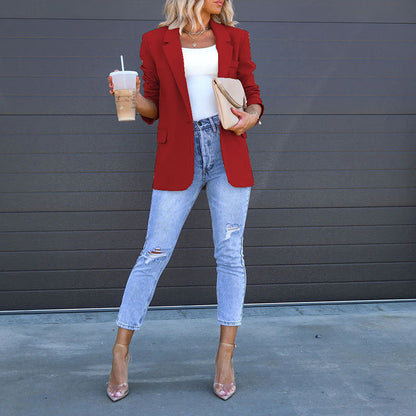 Women's Casual Open Front Long Sleeve Work Office Suit Jackets Blazer