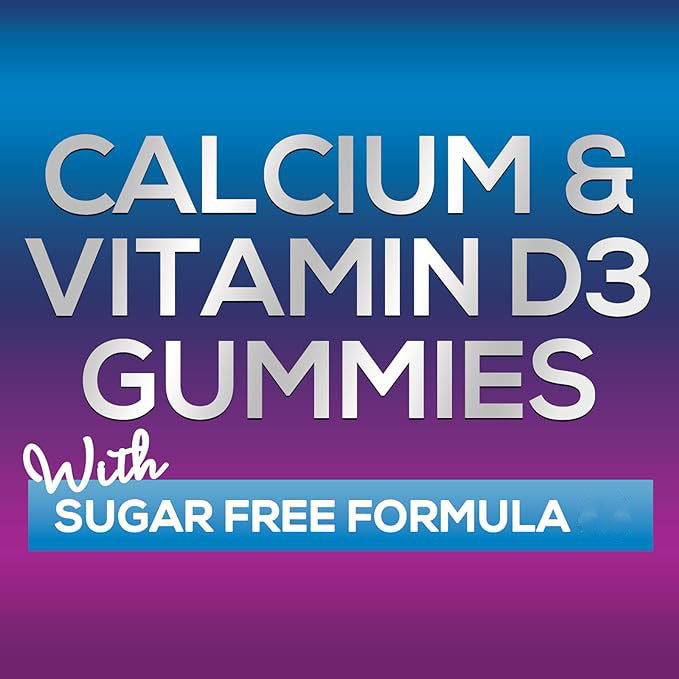 Sugar-free formula label reading Calcium & Vitamin D3 Gummies