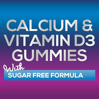Sugar-free formula label reading Calcium & Vitamin D3 Gummies