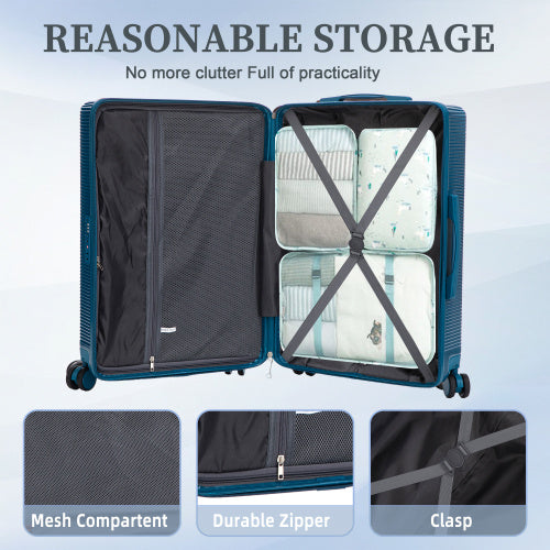20 24 28 3 Pcs Set In ABS Spinner Wheel Luggage, Carry On Suitcase, Matching Color, TSA Combination Lock
