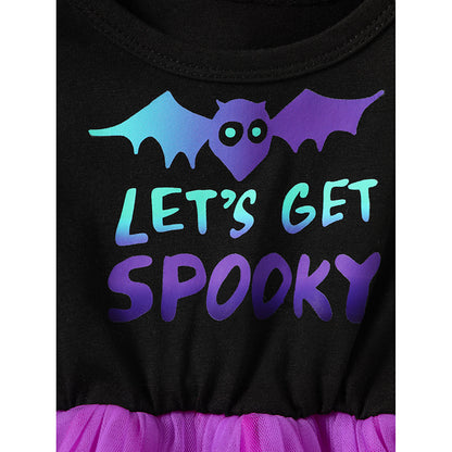 Little Girls 2Pcs Halloween Outfits Sleeveless Tulle Dress With Hooded Cloak Set Clothes