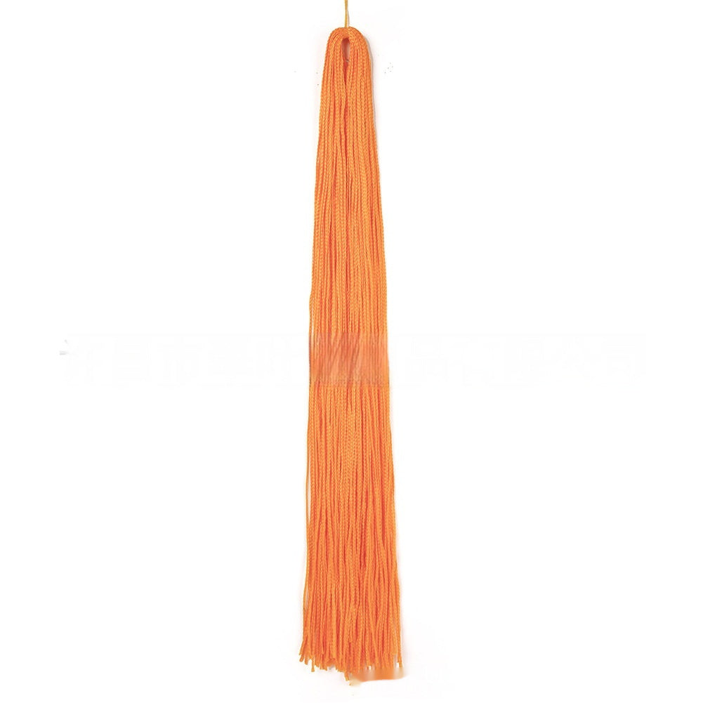 Orange braided crochet hair extension with long fringe tassels