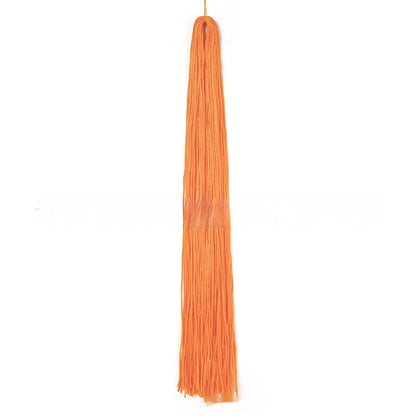 Orange braided crochet hair extension with long fringe tassels