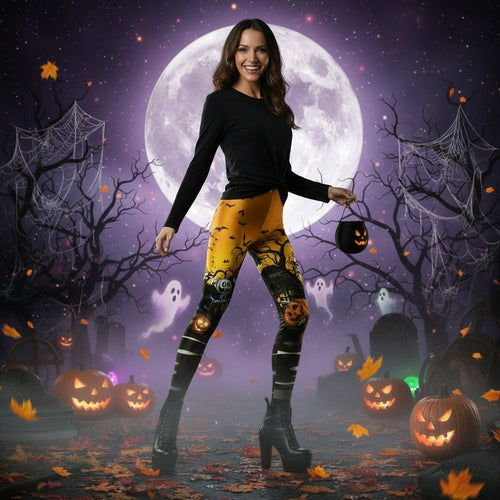 Halloween Costume Horror Ladies Skull Print Leggings