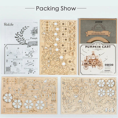 Robotime Pumpkin Cart Model 3D Wooden Puzzle Games Assembly Toys For Children Kids Girls Birthday Christmas Gift