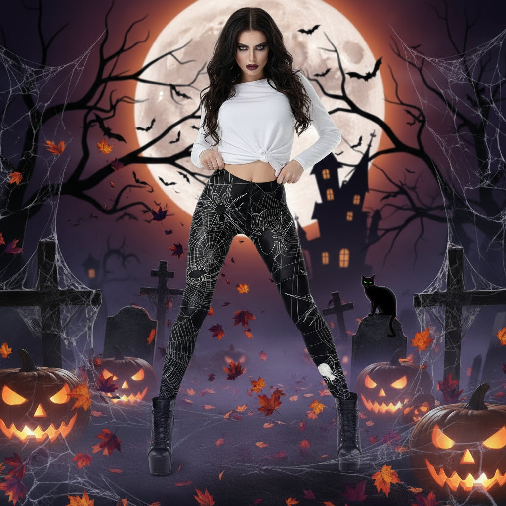 Halloween Costume Horror Ladies Skull Print Leggings