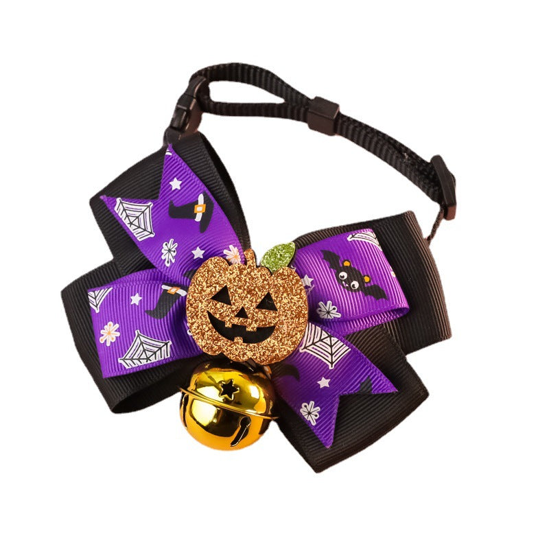 Pet Cat Dog Pumpkin Bow Tie Big Bell Decorations