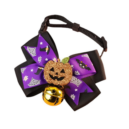 Pet Cat Dog Pumpkin Bow Tie Big Bell Decorations