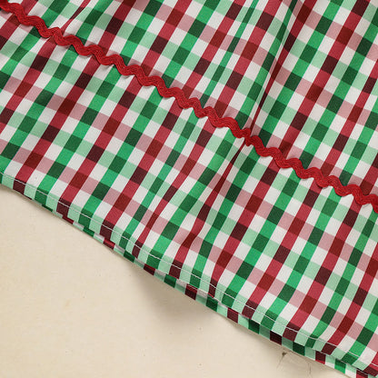 Toddler Infant Baby Girls Short Sleeve Christmas Tree Embroidered Plaid Casual Party Dresses