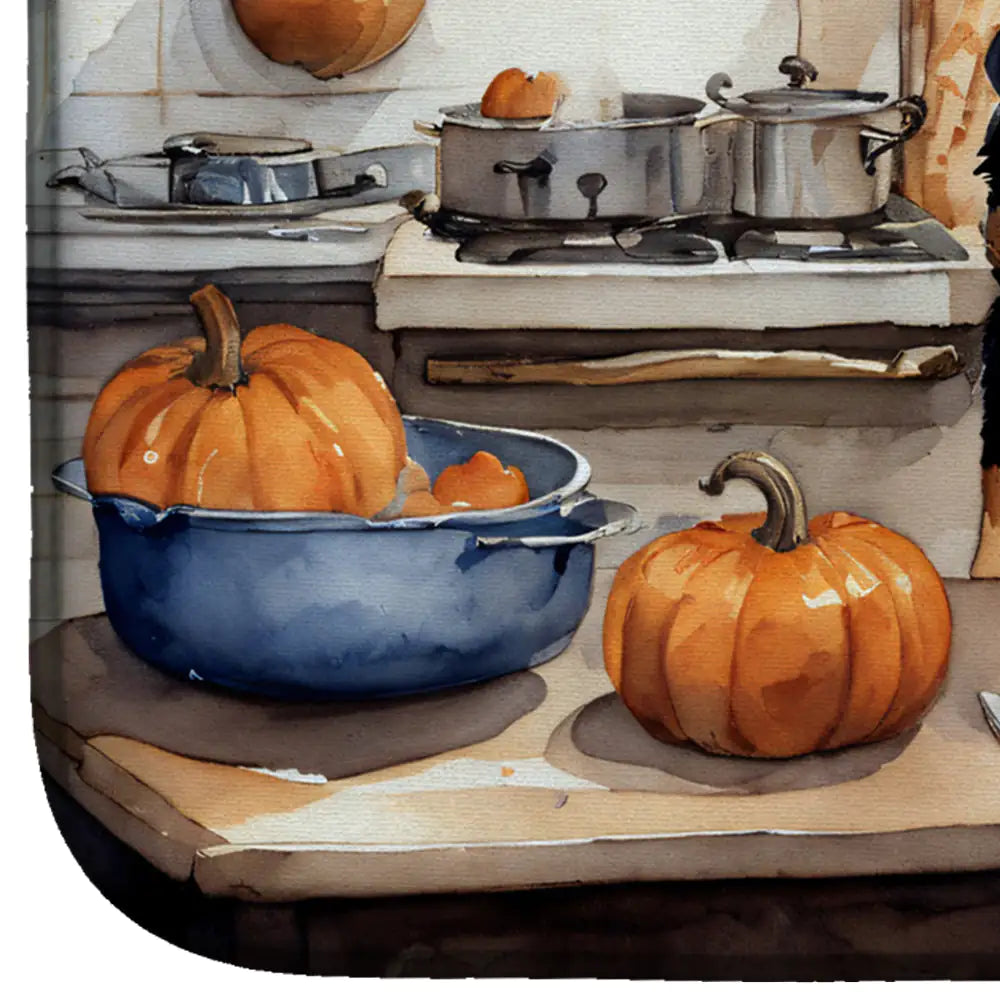Rottweiler Fall Kitchen Pumpkins Dish Drying Mat
