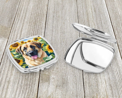 Anatolian Shepherd in Sunflowers Compact Mirror