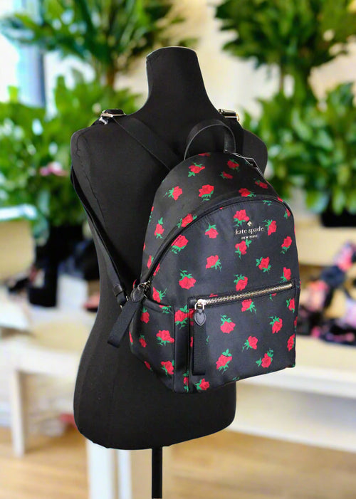 Kate Spade Leila Medium Rose Toss Nylon Dome Backpack