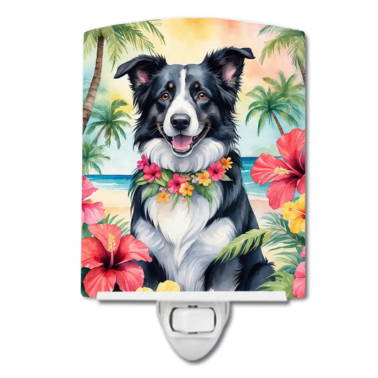 Border Collie Luau Ceramic Night Light